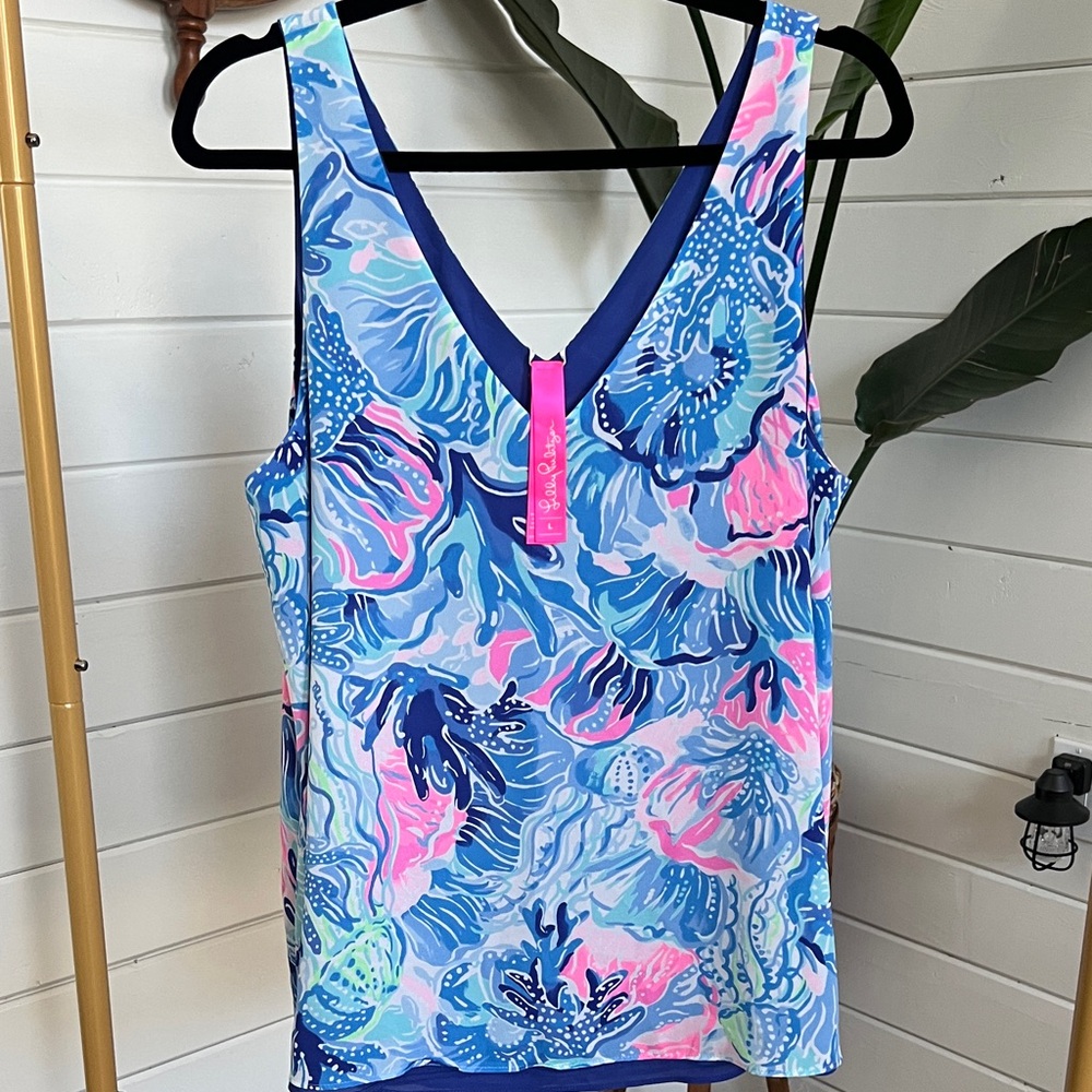 Lilly Pulitzer Blue Sleeveless Blouse - Picture 2 of 4